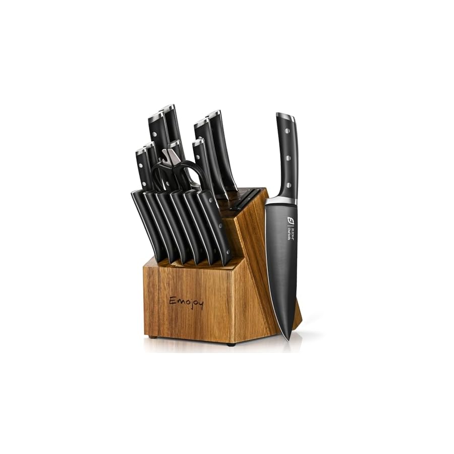 Knife-Set-Emojoy-17-Piece-Kitchen-Knife-Set-with-Heavy-Duty-Acacia-Block-Premium-Titanium-Stainless-Steel-Knife-Block-Set-with-Built-in-Sharpener-Rust-Proof Knife Set, Emojoy 17-Piece Kitchen Knife Set with Heavy-Duty Acacia Block, Premium Titanium Stainless Steel Knife Block Set with Built-in Sharpener, Rust Proof