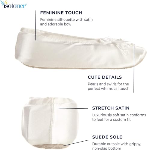isotoner Girl's Satin Ballerina with Embroidered Pearl2