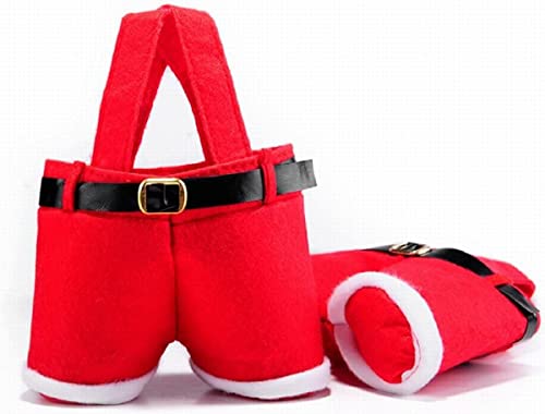 Homecube Christmas Candy Bag Santa Pants Gift And Treat Bags With Handle Portable Candy Gift Baskets Gift Wrap For Wedding, Pack Of 6(7" L X 8.5" H) #TOP4