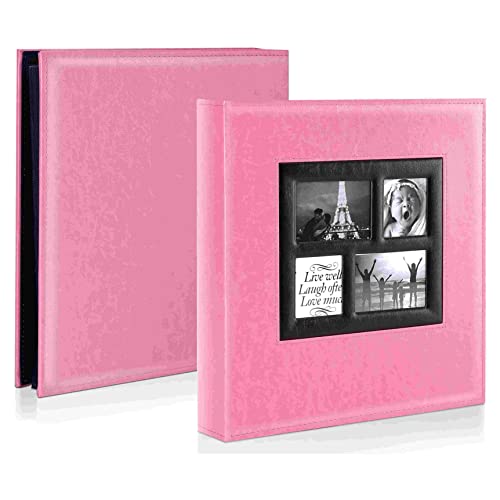 Image of Ywlake Photo Album 4x6 500 Pockets Photos, Extra Large Capacity Family Wedding Picture Albums Holds 500 Horizontal and Vertical Photos Pink