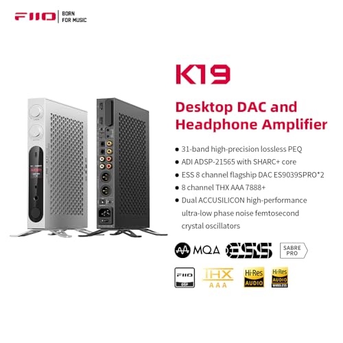 Image of FiiO K19 Dual ES9039SPRO Desktop DAC HiFi Audio DSD512, 31-Band PEQ, XMOS XU-316 for HDMI /Coaxial /Optical Audio Decoder (Black)