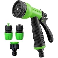 Adjustable Hose Pipe Spray Gun and Hose Connectors - Garden Sprayer with Threaded Tap Connector and 2 Hosepipe Connectors - Outdoor Watering Accessories Hosepipe Gun and Fittings for Plant Watering