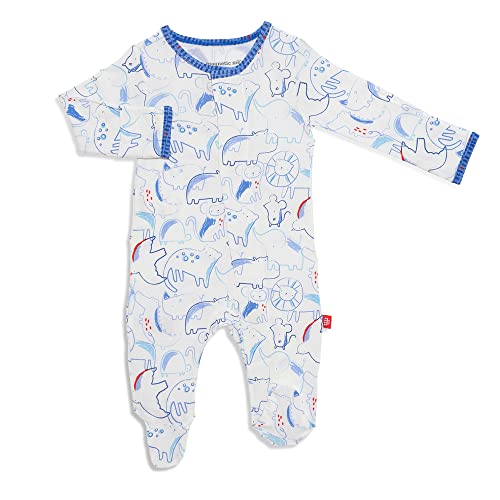 Image of Magnetic Me Footie Pajamas Soft Modal Baby Sleepwear with Quick Magnetic Fastener | Boys and Girls Sleeper Preemie-24 Months