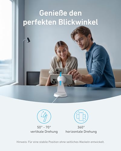 Anker MagGo MagSafe kompatibles 2-in-1 Ladegerät, Qi2 Zertifiziert 15W Schnellladegerät Ständer, Einstellbar stabil… – Ansicht 4