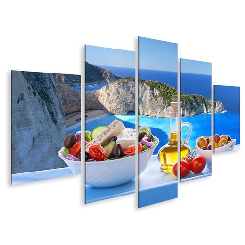 islandburner Bild auf Leinwand Griechische Kueche am Meer mit Salat und Olivenflasche Bilder Wandbilder 170x80cm islandburner Bild auf Leinwand Griechische Kueche am Meer mit Salat und Olivenflasche Bilder Wandbilder 170x80cm