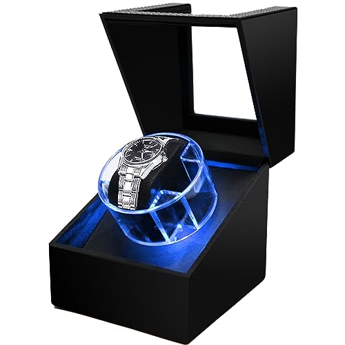 Gziztx Automatic Watch Winder 2 Rotation Modes 1 Slot with LED Light Soft Flexible Watch Pillow AC Adapter Quiet Motor…