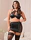 comeondear Wetlook Dessous-Sets für Damen PU Leder Große Größen Sexy Push Up BH mit Minirock Erotische Unterwäsche Nachtwäsche Frauen Mollig Reizwäsche Minikleid Clubwear Lingerie Women(Schwarz,XL)