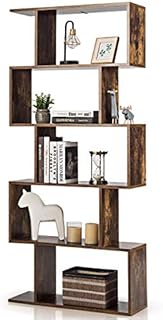 COSTWAY Wooden Bookcase, 5/6 Tiers Freestanding Storage Shelf, Home Office Industrial Decorative Bookshelf Display Stand Rack (Brown, 70 x 24 x 158cm)