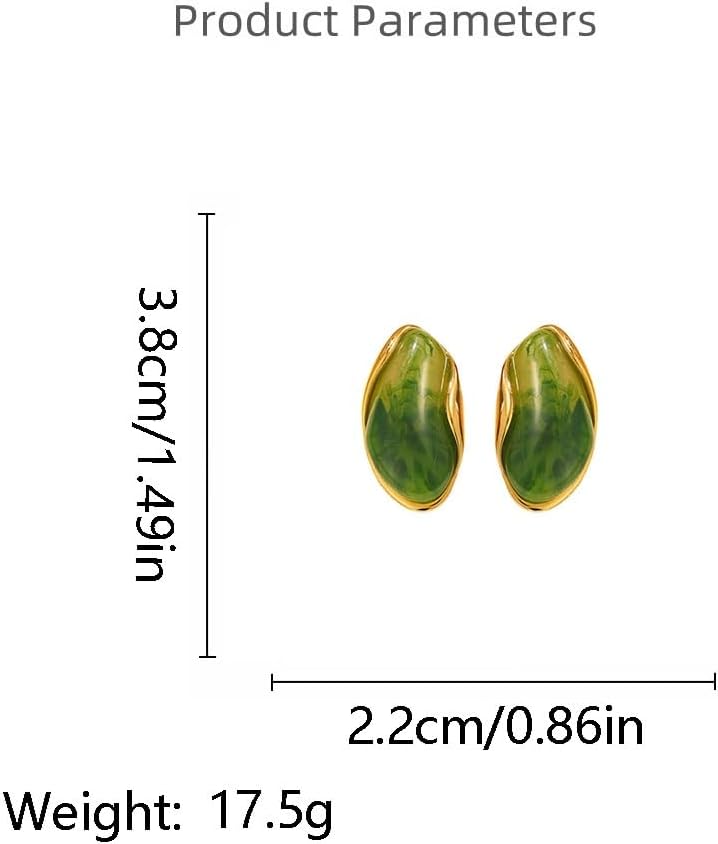 Kokoma Irregular Oval Stud Earrings for Women Resin Statement Earrings Stainless Steel Studs Fashion Ear Jewelry Accessory image 5