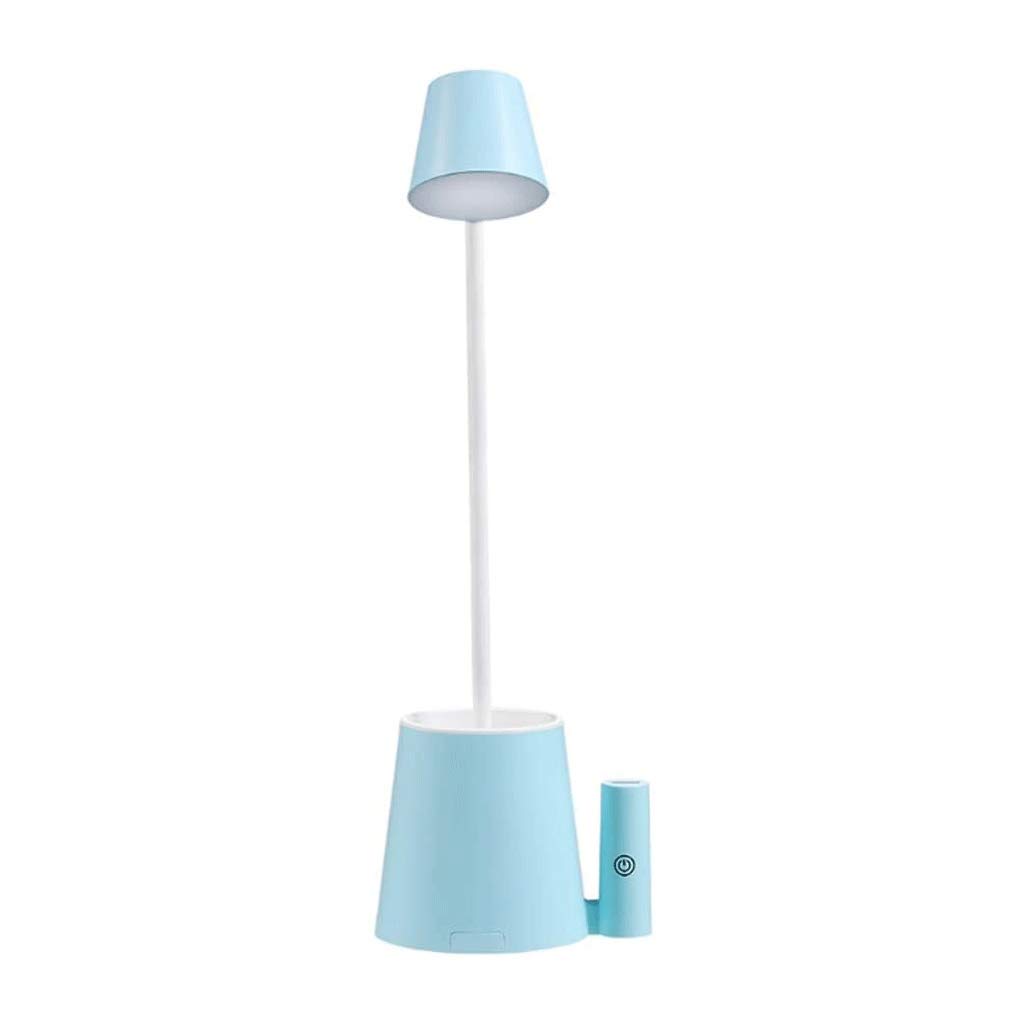 Lampe d'étude LED bleue avec porte-crayon pour bureau enfant