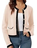 Womens Cardigan Sweaters Old Money Clothes Women Vintage Open Front Sweaters Cream Cardigan Button Crewneck Work Cardigan Office S
