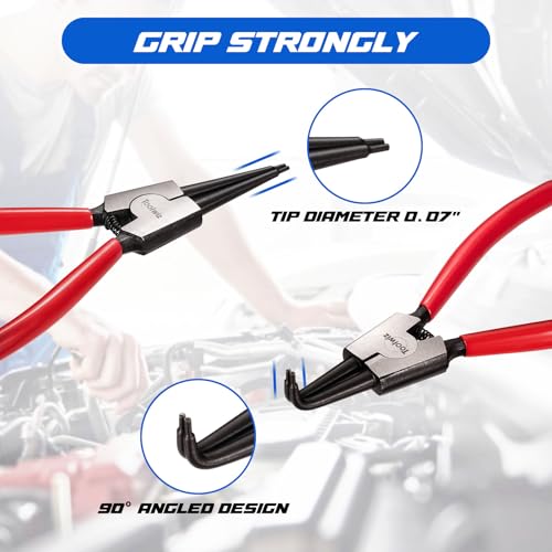 Toolwiz 4Pcs Snap Ring Pliers Set, 7" Internal/External Circlip C Clip Retaining Ring Pliers, Heavy Duty Straight/Bent Jaw Automotive Tools with Storage Pouch by Toolwiz - Image 4