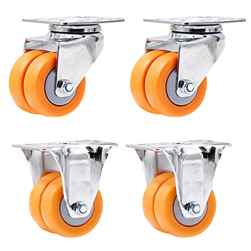 Roulettes pivotantes 360 TPE roulettes meubles silencieuses double roues 5,1 cm