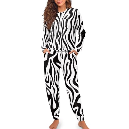 Image of Womens Lounge Set Long Sleeve Soft Pajama Sets | Casual 2 Piece Pj Outfit, Crewneck Sleepwear with Pockets, Adjustable Drawstring, Soft Comfy Fall Pajamas, Plus Size