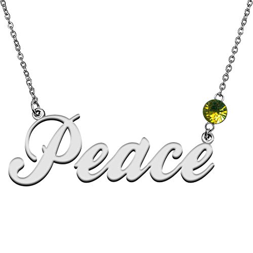 GR859C Personalized Charm Name Necklace with Birthstone for Best Friends Peace