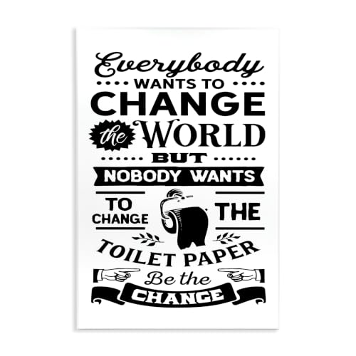 Funny Toilet Paper Washroom, 13 x 19 Inch Mounted Print on Wall Plaque