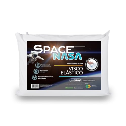 Travesseiro Nasa Space Viscoelástico Médio Altura 12cm - Visco D28 Premium - Capa 100% algodão - Bra
