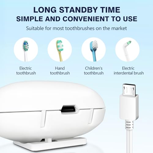 Image of HANNEA UV Sanitizer Toothbrush Holder,USB Rechargeable Smart Automatic UV Sanitizer Toothbrush Holders for Bathroom Antibacterial Holder Wall Mounted Portable Mini Stand