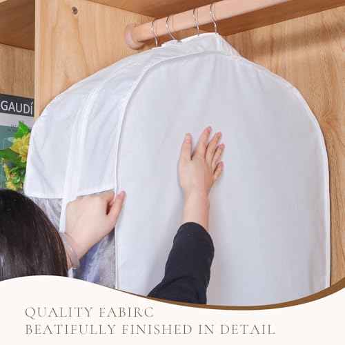Univivi Kleidersacke, 101,6cm Hochwertiger Baumwoll-Kleidersack, Waschbar Mit Reißverschluss und Sichtfenster Premium Hängende Kleidertasche für Anzüge, Mäntel, Pullover