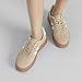 Lxuan Women's Gum Sole Fashion Sneakers-Thick Platform Sole,Anti-Slip Rubber,Lace-Up Comfort Walking Shoes(Khaki-10)