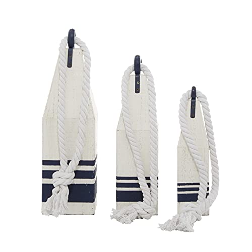 Deco 79 35864 Wood Buoy Handmade Decorative Sculpture Home Decor Statues With Rope Accents thumb #8