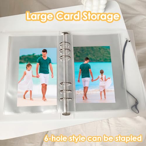 30er Pack 60 Taschen 5x7 Zoll Fotokartenhüllen für 6 Ring A5 Binder, Ultra-Klar, Doppelseitig, Top Loading, Wasser- und Staubschutz