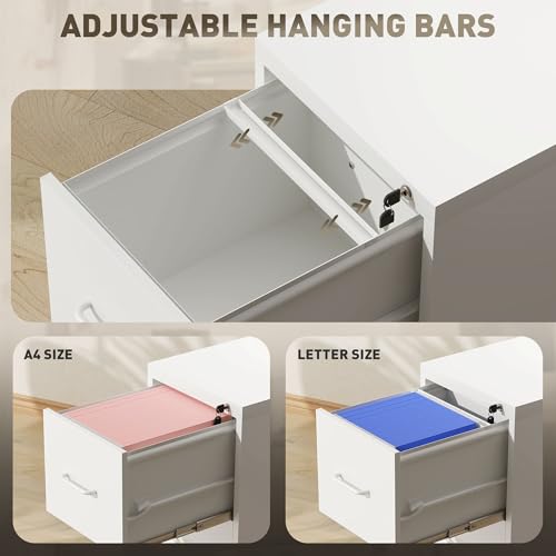 HOMCOM 4 Drawer Filing Cabinet Steel File Cabinet for A4 Letter Size White - Cosy Home Interiors HOMCOM 4 Drawer Filing Cabinet Steel File Cabinet for A4 Letter Size White - Image 4