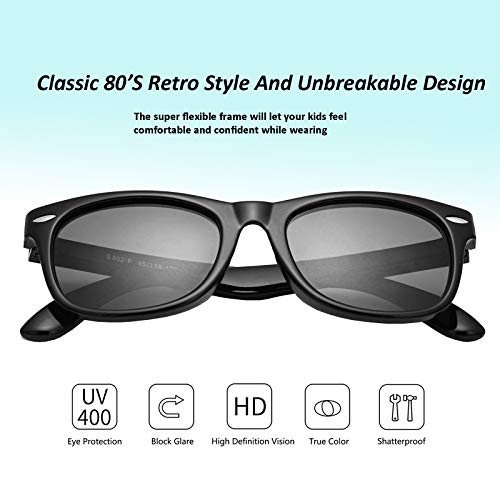 Yamazi Kids Sunglasses Polarized 2 Pack Sports Fishing Baseball Unbreakable Flexible Boys Sunglass For Toddler Child Girls Shades Beach Age 3-10 (2 Pack:ablack+Green) #TOP4