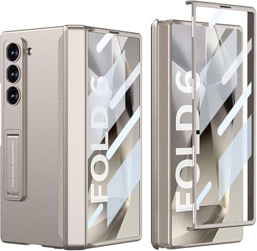 Image of Kapa Magnetic Hinge with Inbuilt Stand Case for Samsung Galaxy Z Fold 6 | Shockproof Stand Hybrid Bumper Back Cover (Titanium)