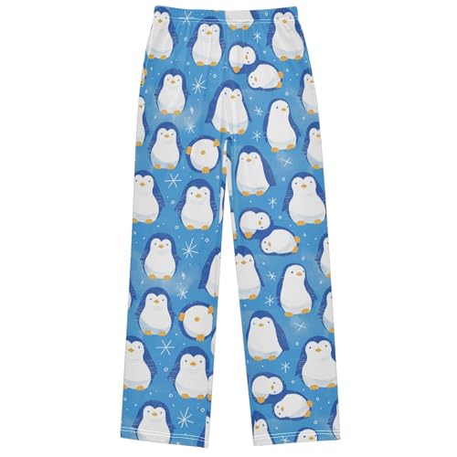 Boy's Pants Cute Blue Penguin Jogger Pants Elastic Waist Long Bottoms Trousers with Pockets 6-14 Years