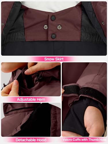 Free Soldier Giacca Impermeabile Da Ski/Neve Donna, Foderata In Pile, Calda Per L'inverno Con Cappuccio E Cuciture Completamente Sigillate Rosso Bruno, S - 6