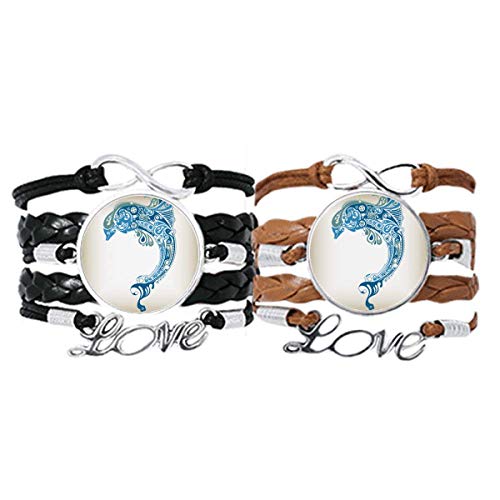 Bracelet amour couple cuir bleu dauphin pour célébrer votre complicité