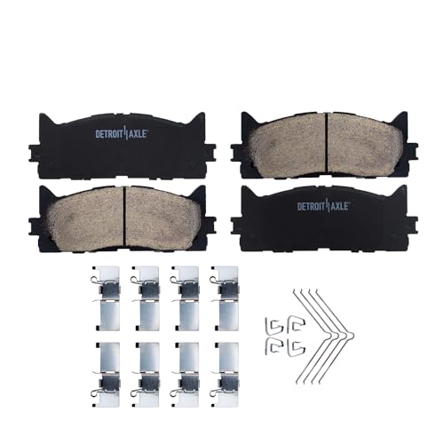 Image of Detroit Axle - Front Brake Pads for 08-18 Toyota Avalon, 07-17 Camry, 07-18 Lexus ES300h ES350, Ceramic Brake Pads w /Hardware 2008 2009 2010 2011 2012 2013 2014 2015 2016 2017 Replacement