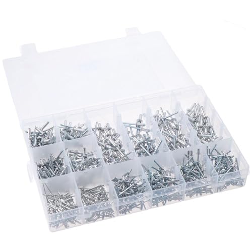 Pop rivet assortiment de rivets aveugles aluminium durable 14 tailles avec étui de rangement