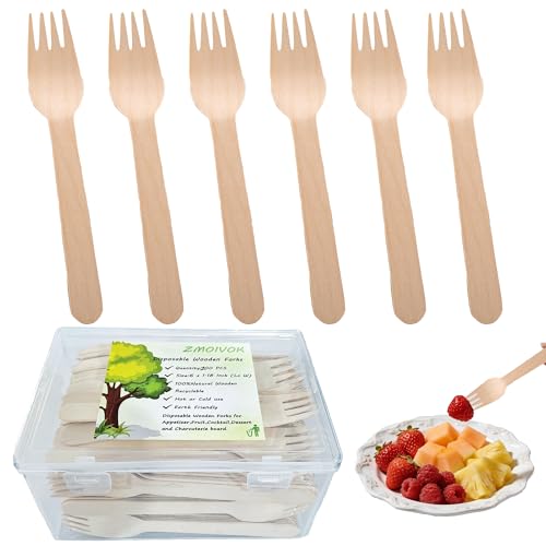 200pcs Disposable Wooden Forks 6 Inch Long Wooden Fork