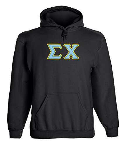 Fashion Greek Sigma Chi Twill Letter Hoody Black Large