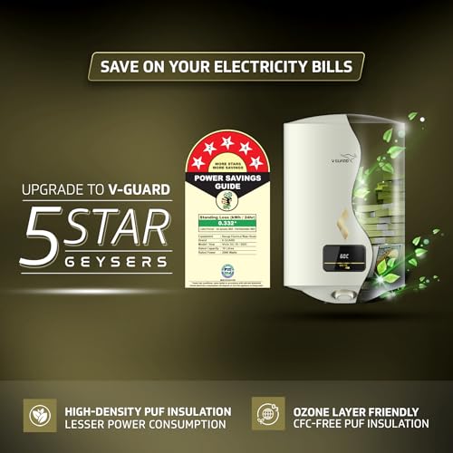 Image of V-Guard Victo DG Geyser 10 Litre Water Heater | Digital Display | BEE 5 Star Rating | Vitreous Enamel Coating | Free PAN India Installation & Connection Pipes | White