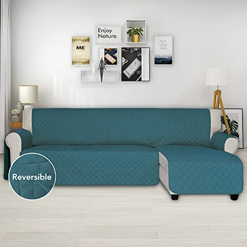 Issuntex Sectional Couch Covers For Dogs, Reversible L Shaped Sofa Cover, Water Resistant Chaise Lounge Cover Furinture Protector For Kids Pets (Small, Peacock Blue/Peacock Blue) #TOP1