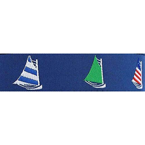 COUNTRY CLUB PREP Sailor's Delight Cat Boat Leather Tab Belt in Blue on Natural Canvas2