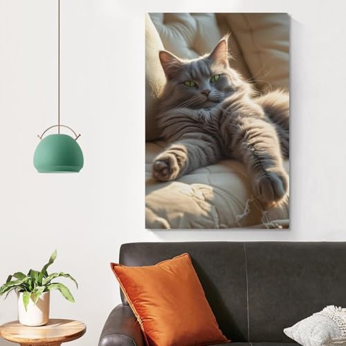 Toile murale chat gris grand format pour mur vide