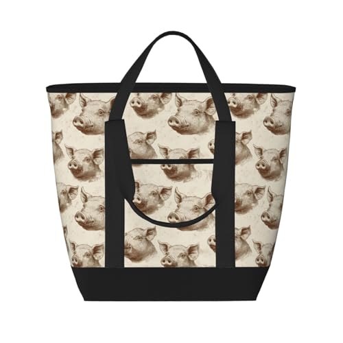 Sacs de courses isolants grand sac isotherme doux réutilisable imprimé cochon