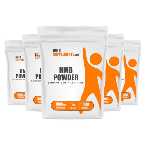 BulkSupplements.com HMB Powder - as Calcium HMB Supplement, Beta-Hydroxy Beta-Methylbutyrate - Unflavored & Gluten Free, 1g per Serving, 1kg (Pack of 5) (11 lbs)