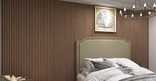 3D Wood Wall Panels | Acoustic Panels For Interior Wall Décor On Felt Back Board | Decorative Slat Panels For Wall And Ceilings | Natural Walnut - 8 X 1 Ft. X 2 Pack #TOP4