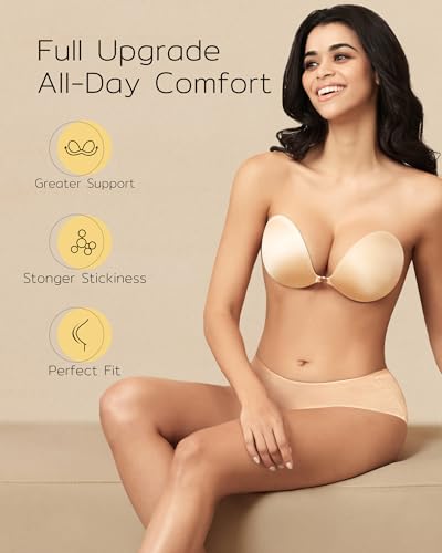 Image of Niidor 2025 New Magnetic Sticky Bra Strapless Adhesive Invisible Push up Silicone Bra with Magnetic Clasp for Women Backless Dress