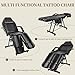 KIIUMI Black Tattoo Chair for Client with Wheel, Facial Table for Esthetician with Split Legs, Adjustable Armrest & Footrest Lash Massage Bed Artist for Beauty Salon Spa Treatment Equipment
