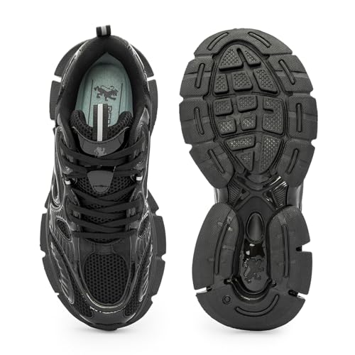 Image of Red Tape Women's Sneakers Grey Black Mesh Pu Round Toe Lace-Up