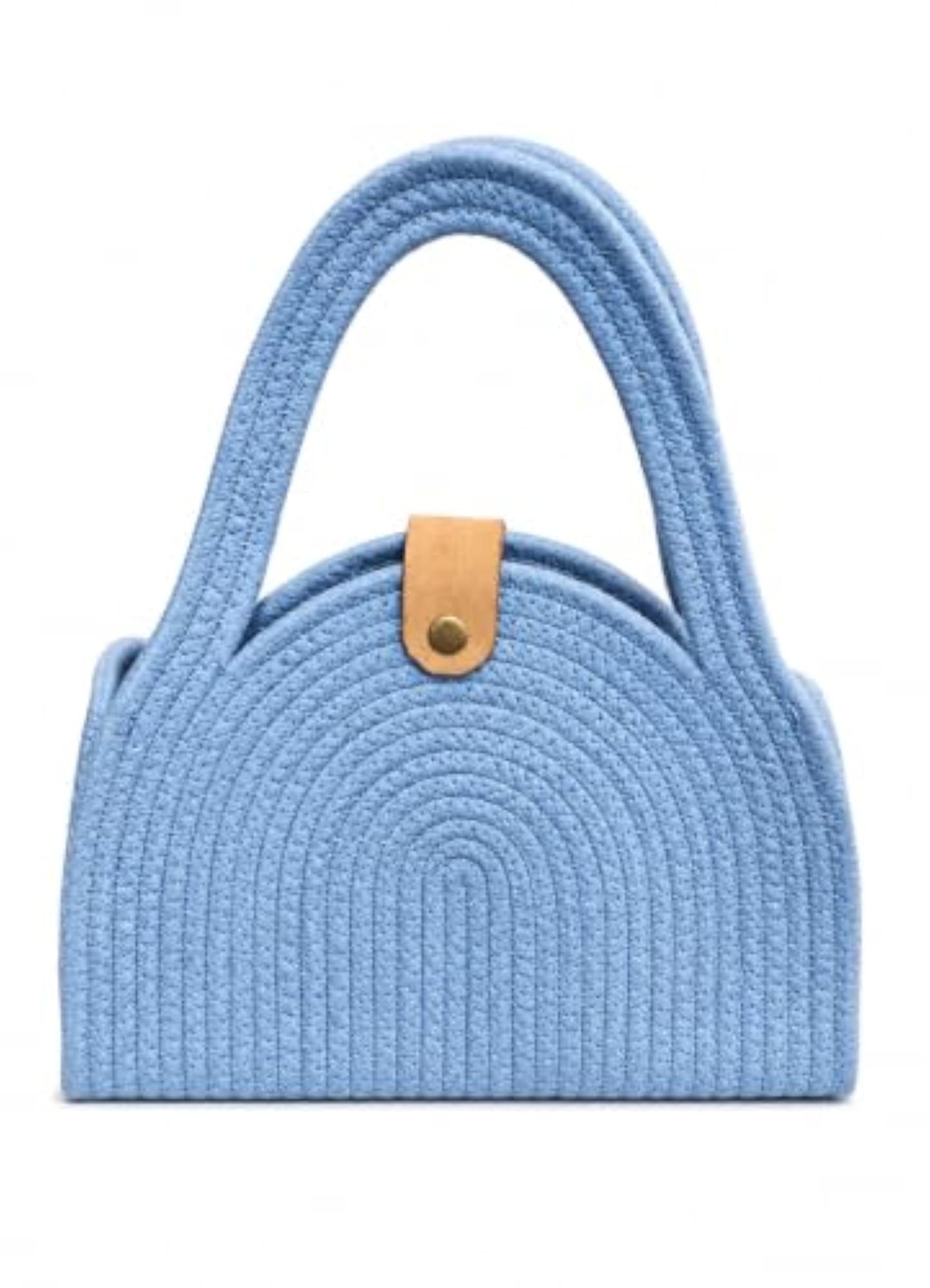 Light Blue Handmade Cotton Dori Braided Tote Bag