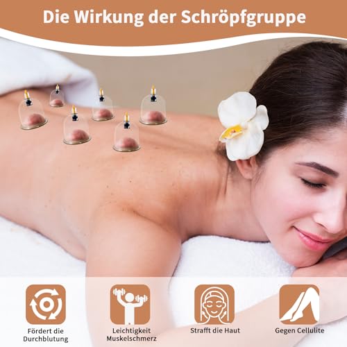 Schröpfgläser mit Vakuumpumpe & Therapiemagneten + Faszien-Schaber ， Schröpfen (18 Stück) gegen Verspannungen & Cellulite und Lymphdrainage, Hochwertiges Schröpfglas-Set für Gesicht und Körper
