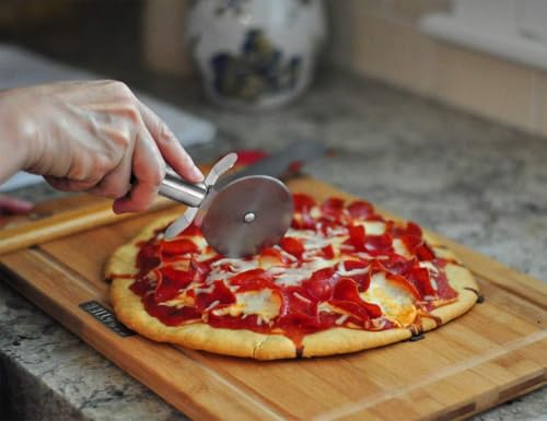onlyfire Pizza Set für Backofen und Gasgrill, inkl. Pizzaschieber, Pizzaschneider, Pizzastein Cordierit und Langer Spachtel, Pizza Zubehör für knusprige Pizzen und Brote, 4-Teiliges