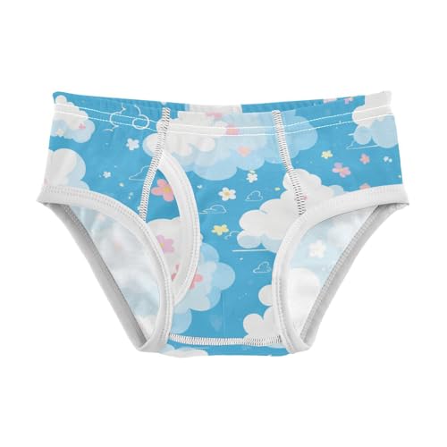 KLL Clouds on Blue Background Little Boys Pure Cotton Athletic Underwear Cute Children Panties